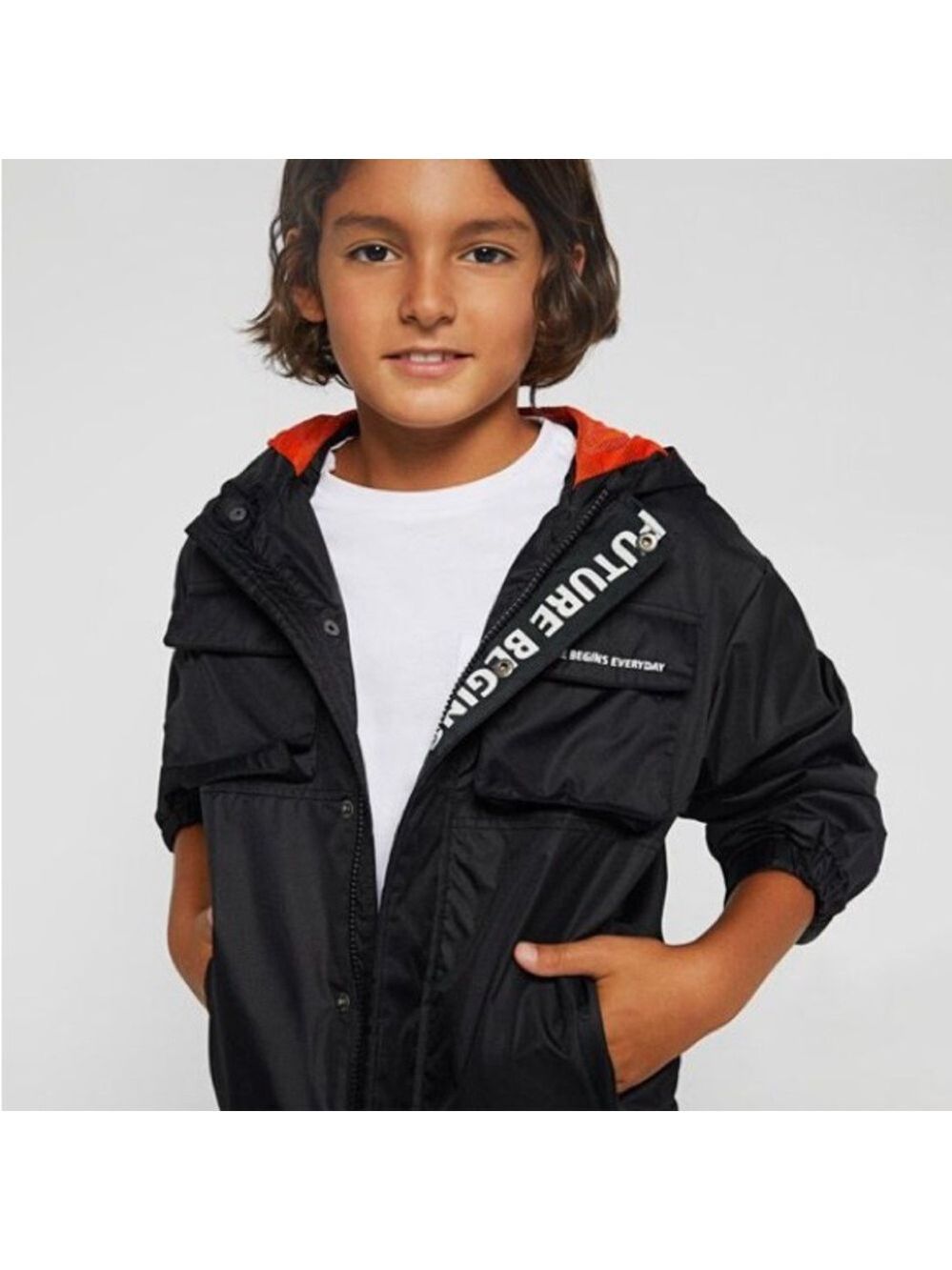 Mayoral Black and Orange Kids Raincoat